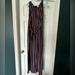 Cato Striped Jumpsuit - Black, White, Pink